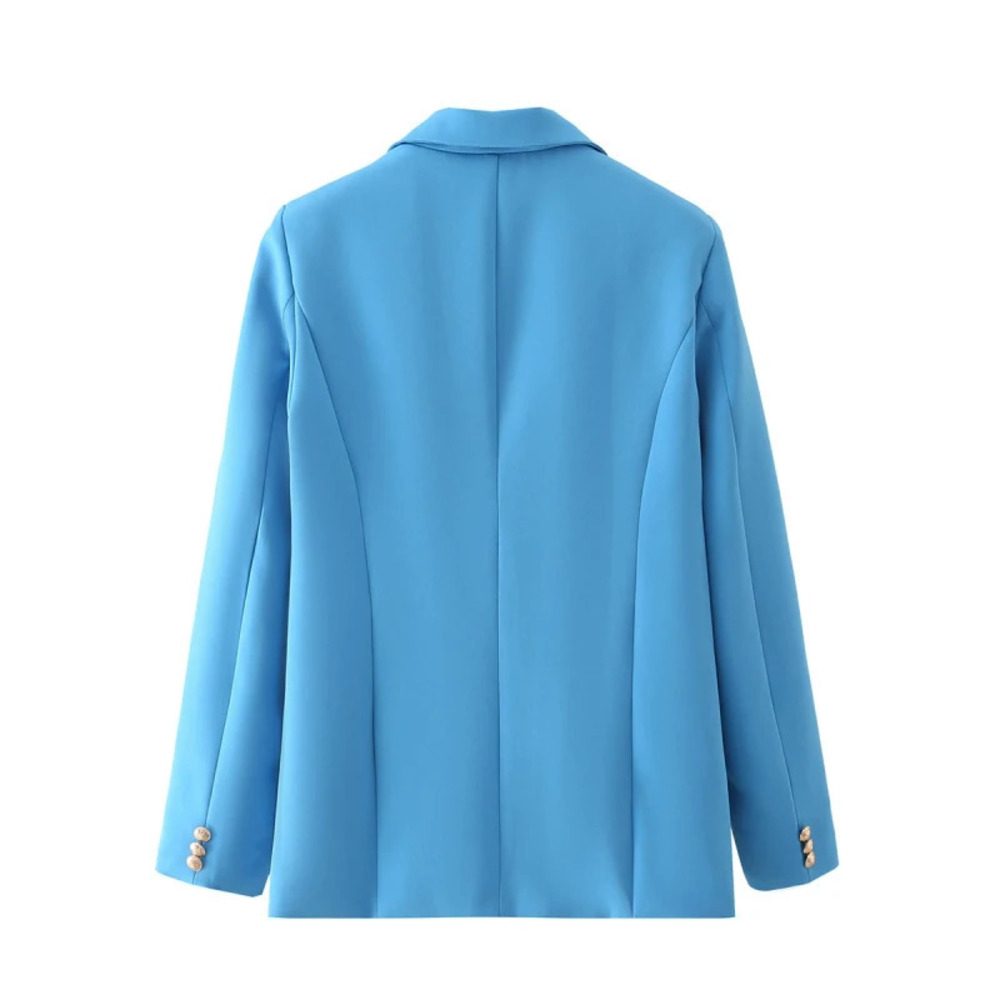 Blue Metal Button Blazer Suit Jacket